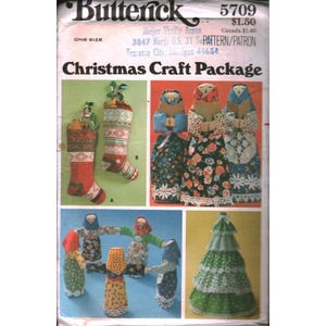 Vintage Butterick 5709 Weihnachten Bastelmuster Strümpfe Chor Puppenbaum 1970er Jahre