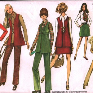 8924 Eenvoud Vintage SEWING Patroon Tiener Vest Mini Rok Broek Blouse OOP