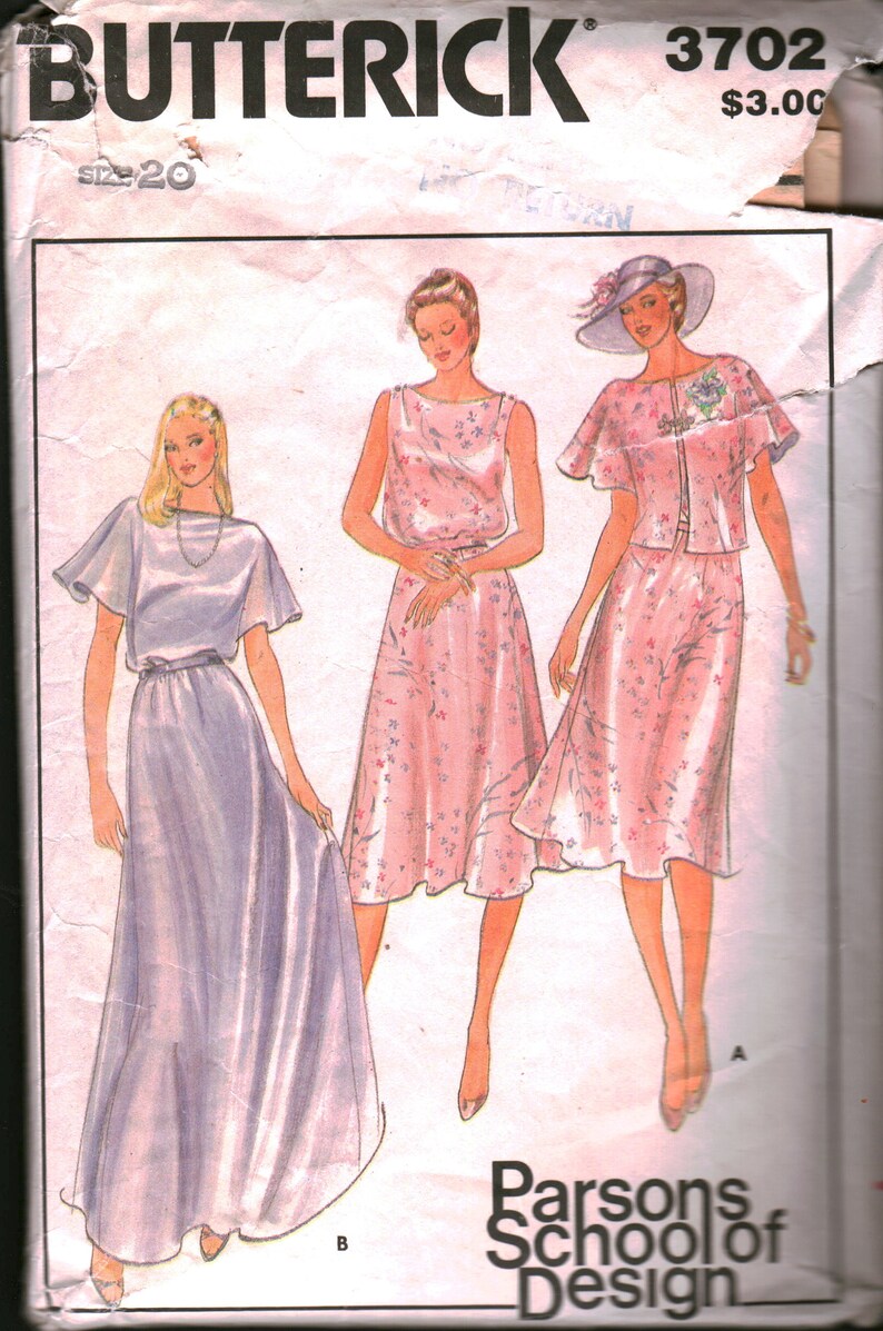 3702 Butterick Sewing Pattern Misses' Mother of the Bride Bridesmaid Jacket Dress 20 OOP image 1