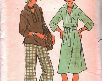 4125 Vintage Butterick Symönster Misses 1970-tals Klänning Tunika Byxor Bälte