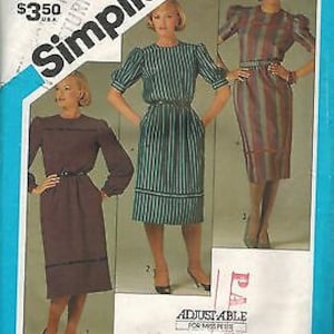 6437 Vintage Simplicity Sewing Pattern Misses Pullover Dress Sleeve Variations