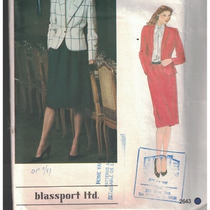 2643 UNCUT Vintage Vogue Sewing Pattern Misses Loose Fitting Jacket Skirt Blassport Ltd