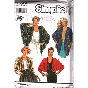 Simplicity 7023 Jiffy Sewing Pattern Misses Cocoon Dolman Jacket Size P-M 80s