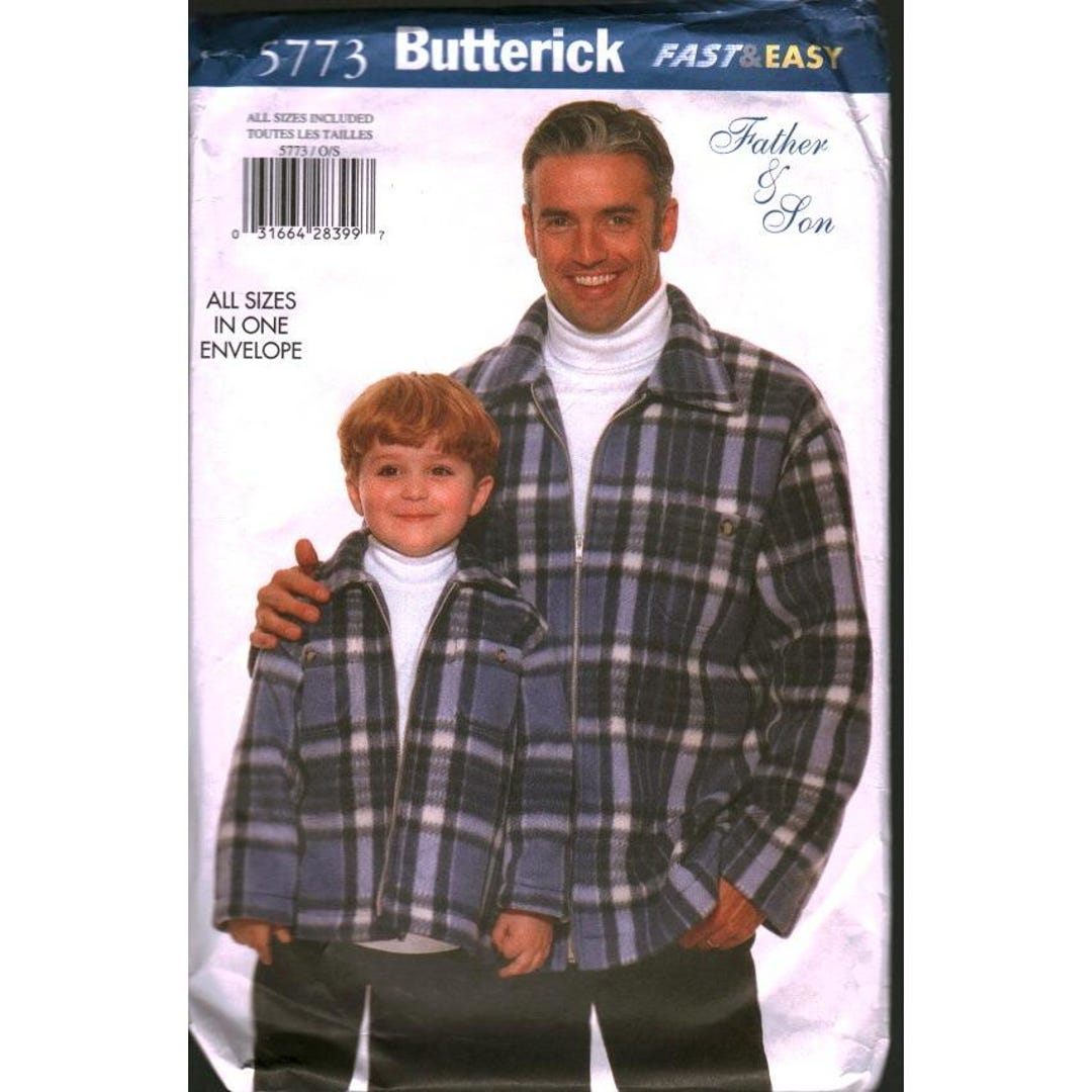 Butterick 5773 Father & Son Jacket Sewing Pattern Mens S-XL Boys XS-L ...