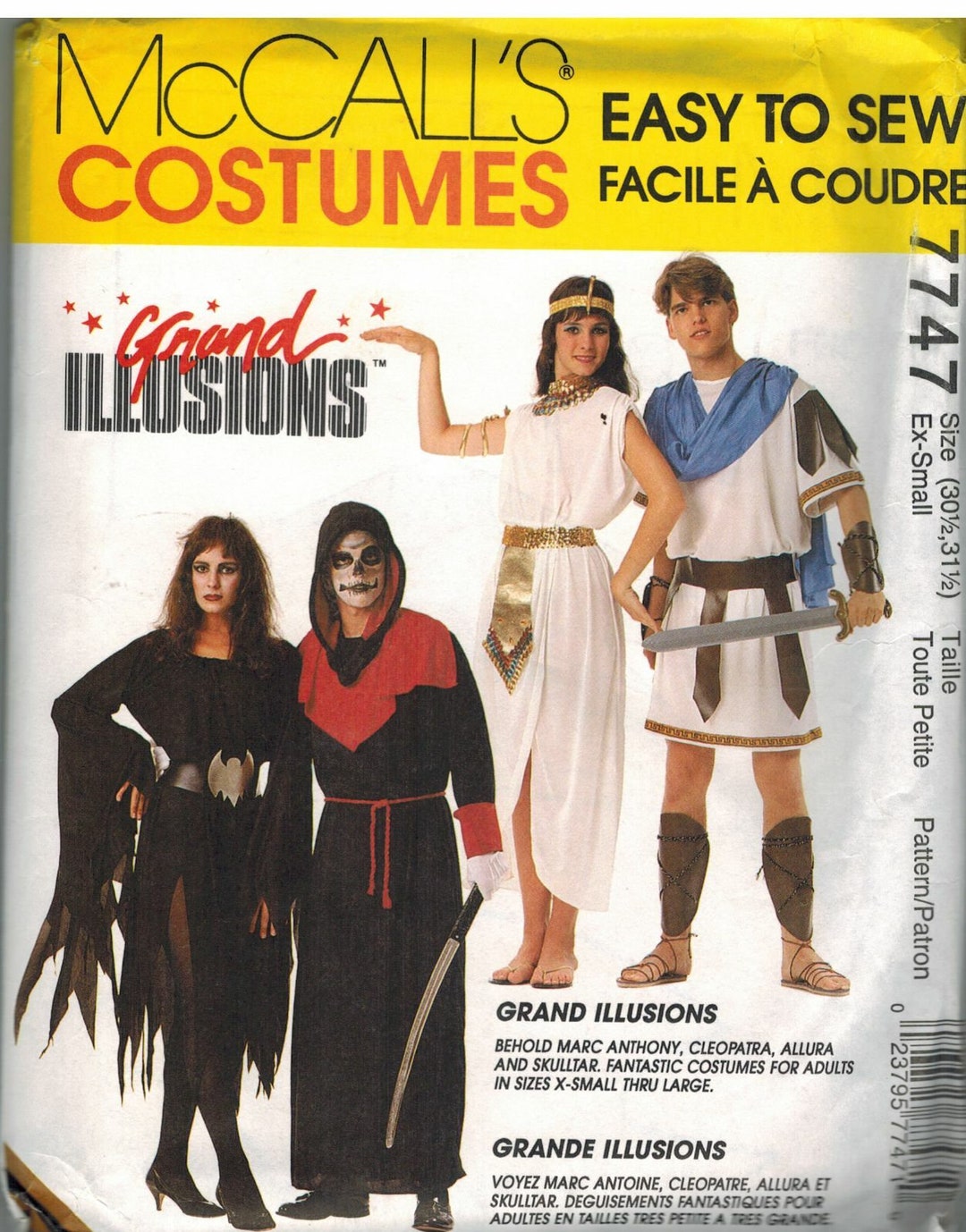 7747 UNCUT Mccalls Pattern Halloween Costumes Grim Reaper Cleopatra ...