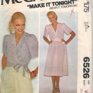 6526 UNCUT McCalls Sewing Pattern Misses Wrap Top Skirt Carefree Make it tonight