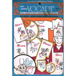 May include: A Vogart brand repeat transfer pattern sheet titled Bee Smart, featuring various bee-themed illustrations for embroidery or painting. The package displays multiple designs including bees with phrases like Bee Thrifty, Bee Tidy, and Bee Helpful.