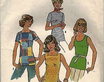 7533 7534 vintage Simplicité Couture Modèle MissEs Tops Round Square Bateau Neck