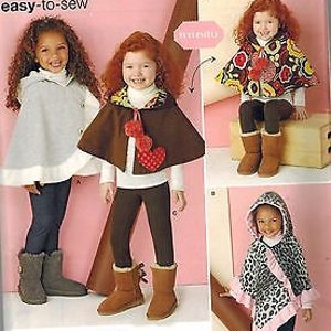 0471 UNCUT Simplicity Sewing Pattern Girls Poncho Reversible Cape Winter Trendy