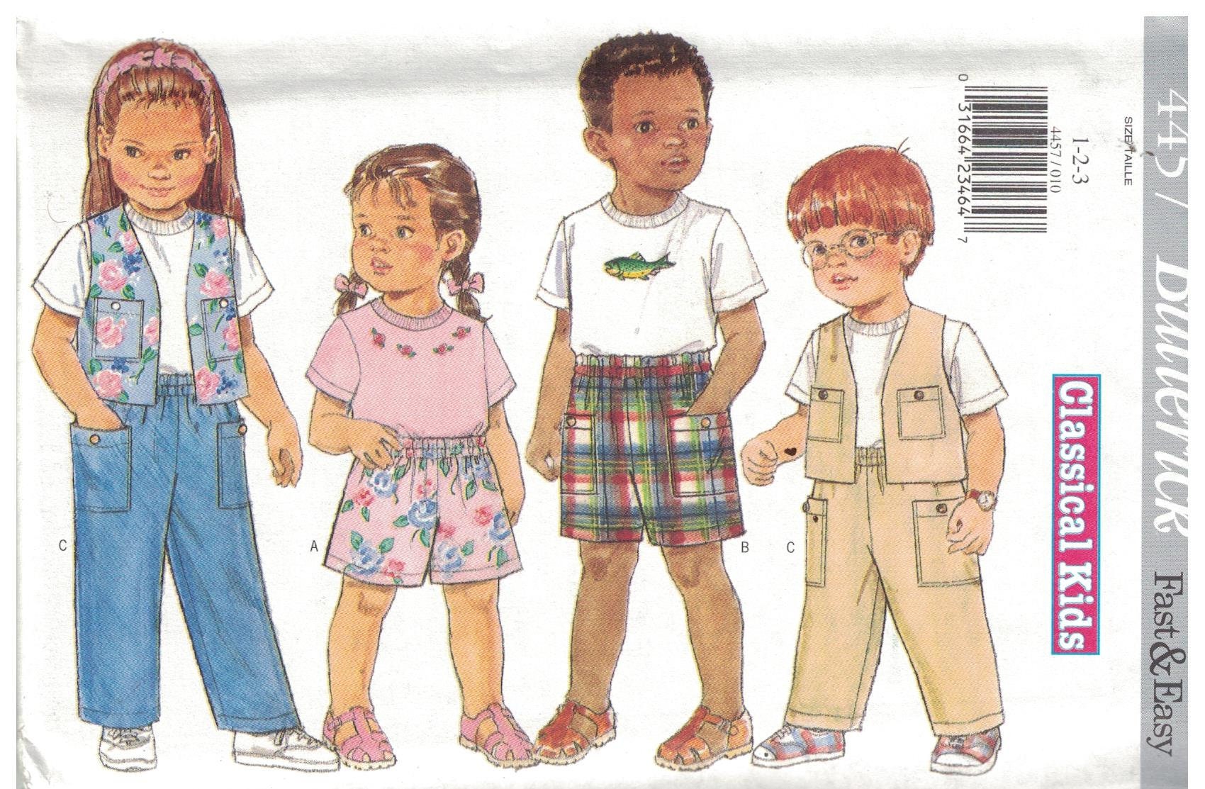 4457 Vintage Butterick SEWING Pattern Childrens Boy Girl Top Vest Pants ...