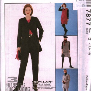 May include: A sewing pattern for three different outfits. The pattern is for sizes 12, 14, and 16. The pattern is from Woman's Day Collection. The pattern is called "Select-A-Size" and lets you choose different sizes for tops and bottoms.