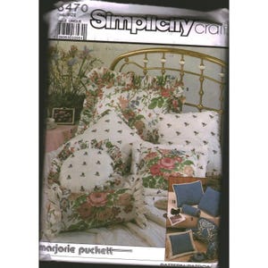 Simplicity 8470 Marjorie Puckett Pillows Sewing Pattern Bed Rest Shams Vintage
