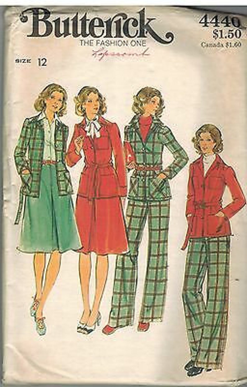 4440 Vintage Butterick SEWING Pattern Misses Jacket Skirt Pants Belt ...