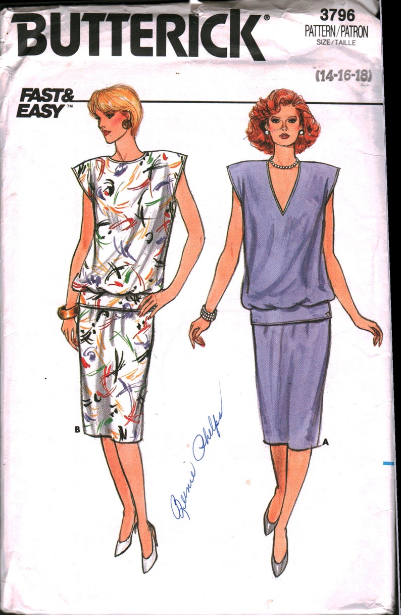 3796 UNCUT Vintage Butterick Sewing Pattern Misses' Loose Fitting Top ...