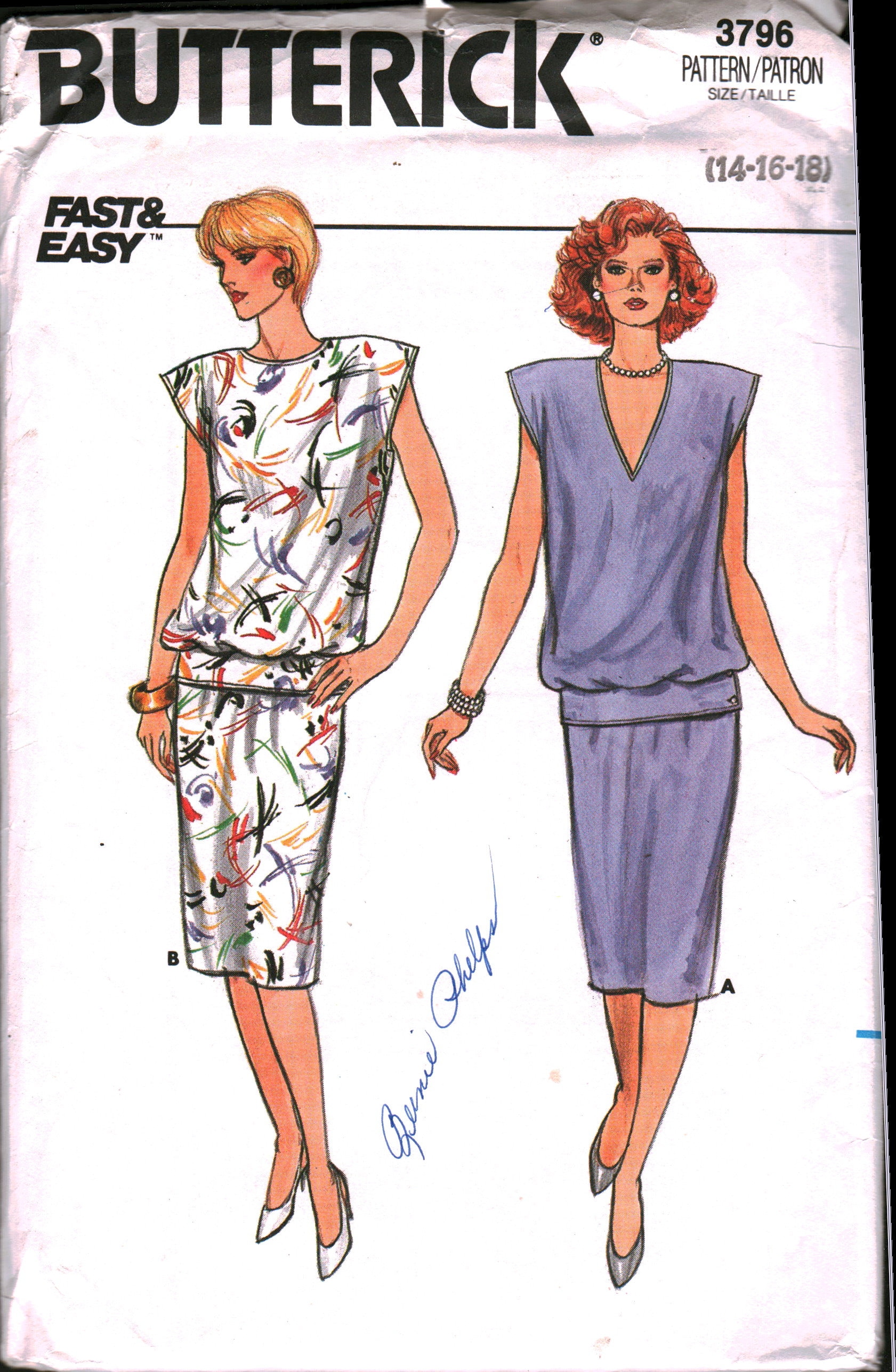 3796 UNCUT Vintage Butterick Sewing Pattern Misses' Loose Fitting Top ...