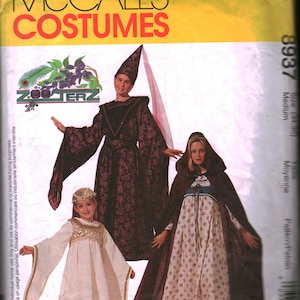 8937 Vintage McCalls SEWING Pattern Misses' Medieval Costumes Dress Cape  Halloween Medium 34-36