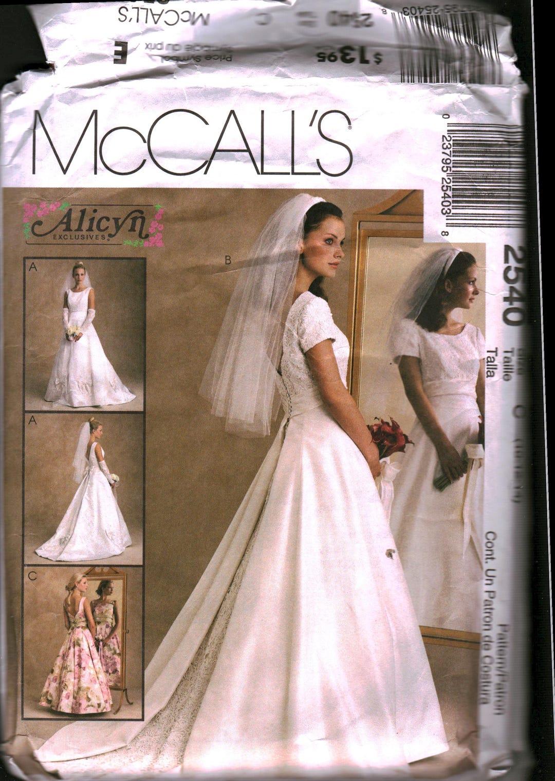 2540 Vintage Mccalls SEWING Pattern Misses Bridal Gowns Bridesmaid ...