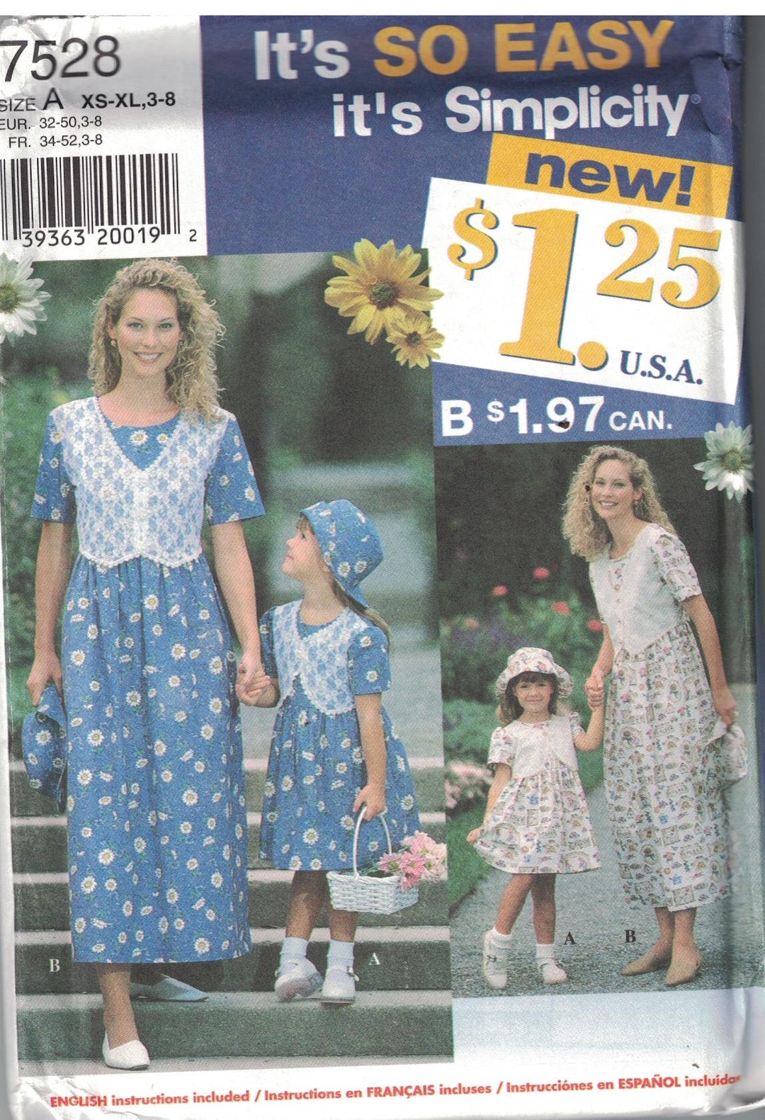 7528 UNCUT Vintage Simplicity Sewing Pattern Misses Girls Matching ...
