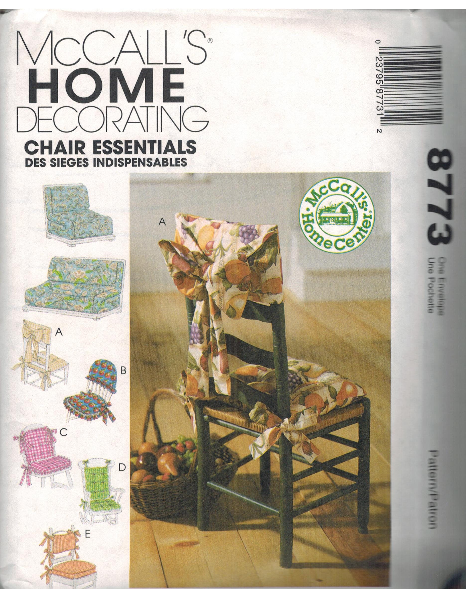 8773 UNCUT McCalls SEWING Pattern Chair Essentials Futon Cover Home Decor OOP FF 