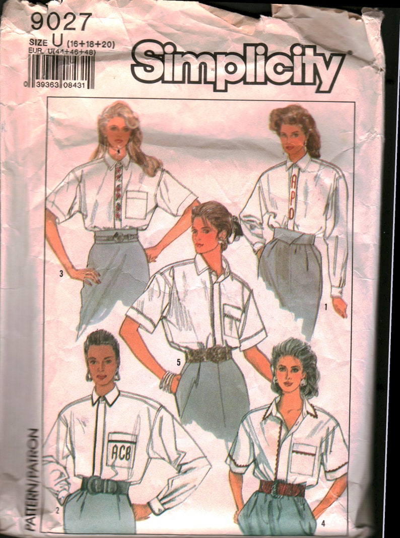 9027 Simplicity Vintage SEWING Pattern Misses' Shirt OOP - Etsy