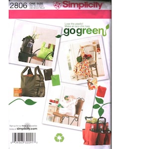 Simplicity 2806 Go Green Reusable Shopping Bag Sewing Pattern cut One Size