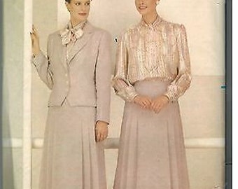 6448 UNCUT Butterick SEWING Pattern Misses Evan Picone Jacket Skirt Blouse 10 FF