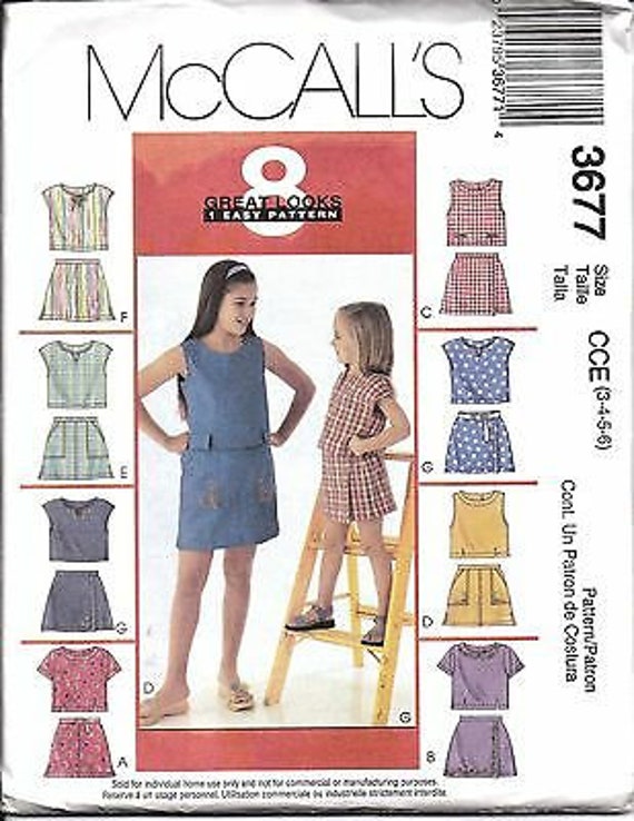 7676 Vintage McCalls SEWING Pattern Girls Tops /& Shorts UNCUT OOP SEW