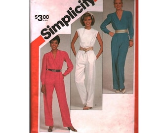 Patrón de costura Simplicity 6207 Vintage 1983 para mono de mujer, talla 14-16 (mediana).