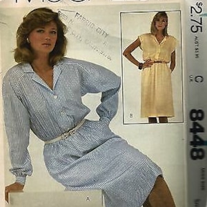 8448 UNCUT McCalls Sewing Pattern Misses Pullover Dress Front Button Opening OOP