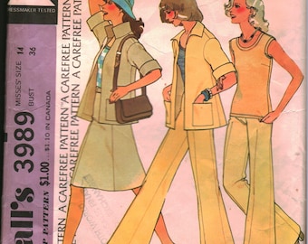 2372 Vintage Mccalls SEWING Pattern Misses Jacket Top Skirt Pants Jones ...