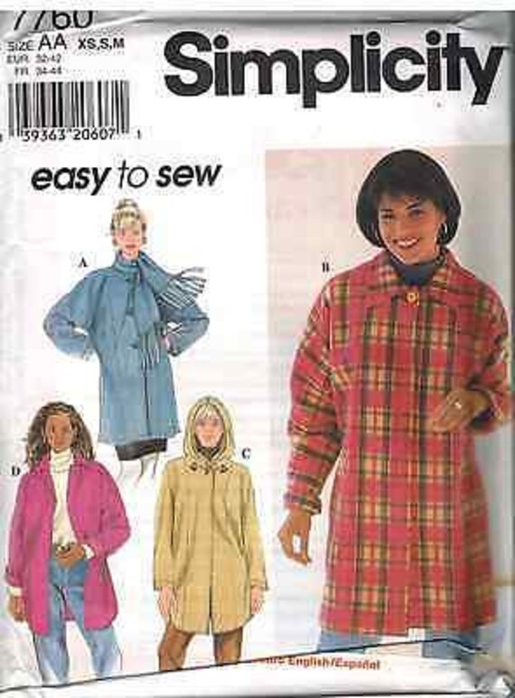 7760 UNCUT Simplicity SEWING Pattern Misses Winter easy Coat | Etsy