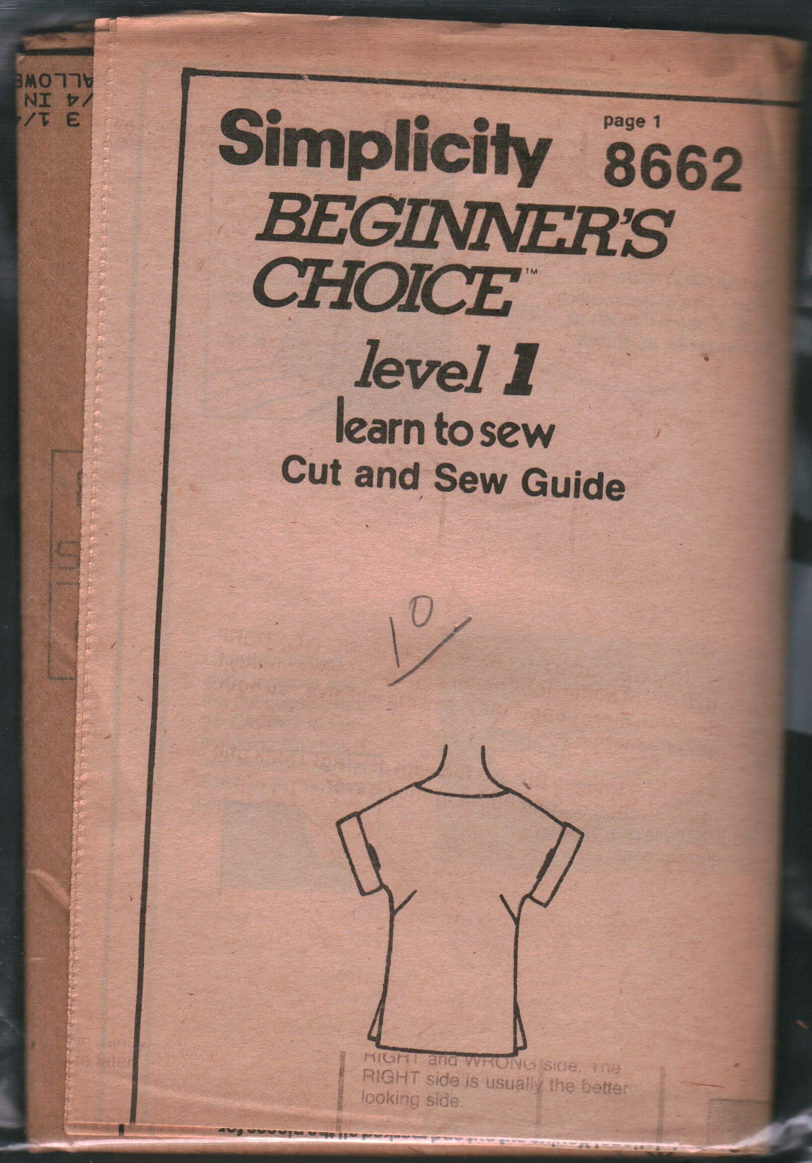 シェリーページ 8662 Vintage Simplicity Pattern T Shirt SEWING UNCUT Learn to Sew