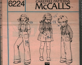 6224 Vintage UNCUT McCalls SEWING Pattern Toddler's Overalls Shirt 2