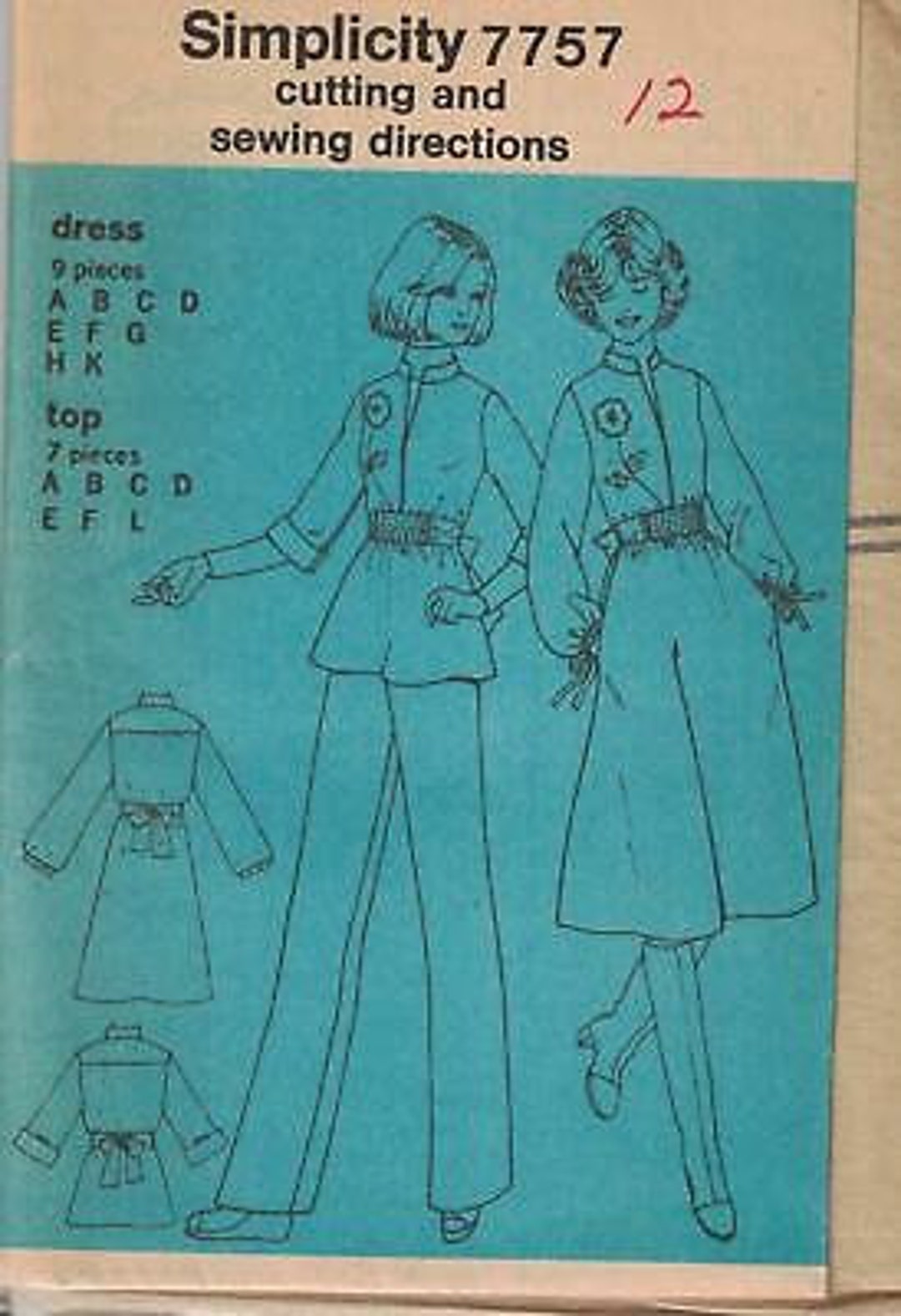7757 Vintage Simplicity Sewing Pattern Misses Dress Top Casual - Etsy