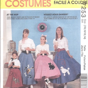 7253 UNCUT McCalls SEWING Patrón Misses Chicas Halloween Traje Poodle Falda 50