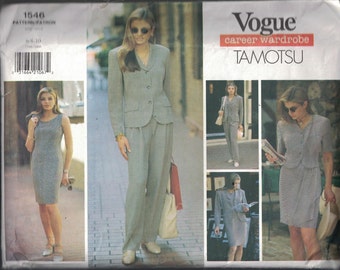 1546 UNCUT Vintage Vogue Sewing Pattern Misses Jacket Skirt Dress Top Pants