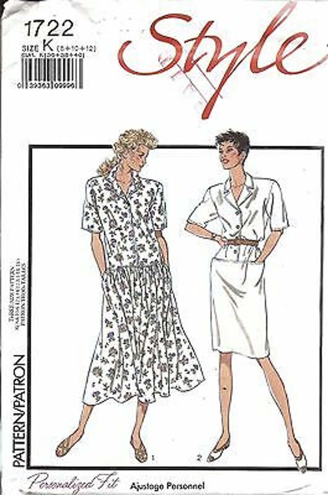 UNCUT Vintage Style Sewing Pattern Misses Loose Fitting Short Sleeved ...
