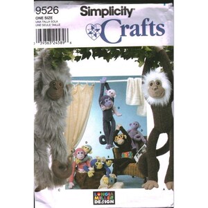 Simplicity 9526 Uppstoppad Apa Sömnadsmönster Longia Miller Design 26 & 15 Tum