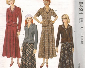 8421 Vintage McCalls SEWING Pattern Misses Jacket Skirt uncut oop sew new ff nos