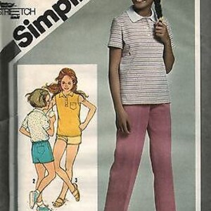 9882 UNCUT Vintage Simplicity Sewing Pattern Girls Pullover Top Pull on Pants