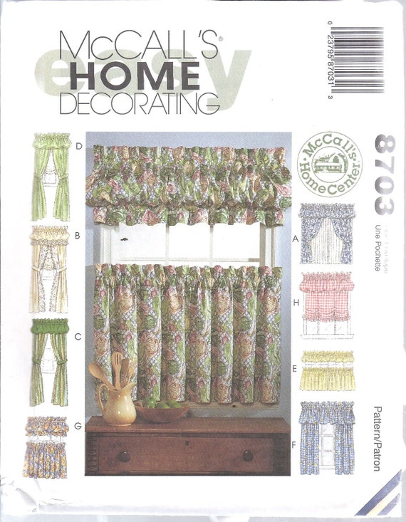 6973 UNCUT McCalls SEWING Pattern Window Coverings Valance Cafe OOP Curtains SEW