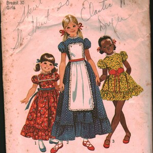 9732 Simplicity Vintage SEWING Pattern Girls&#39; Dress Apron OOP