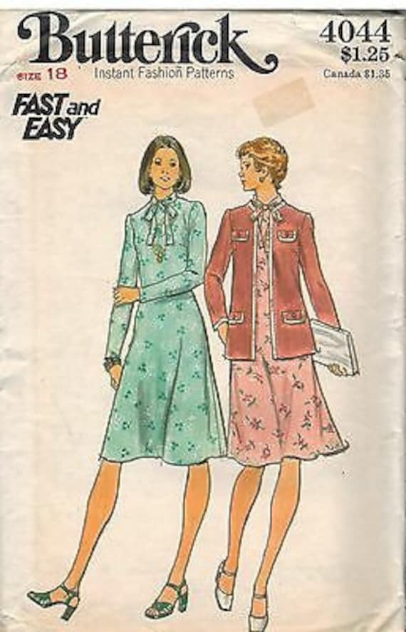 UNCUT Vintage Butterick Sewing Pattern Misses Straight Lined Loose Fit Coat 4044