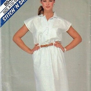 8544 UNCUT Vintage McCalls SEWING Pattern Misses Pullover Dress Front Buttoned
