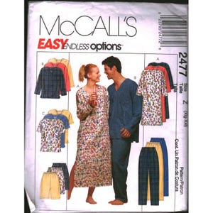 McCalls 2477 Sewing Pattern Nightshirt Pajama Top Pants Shorts Size XL XXL CUT