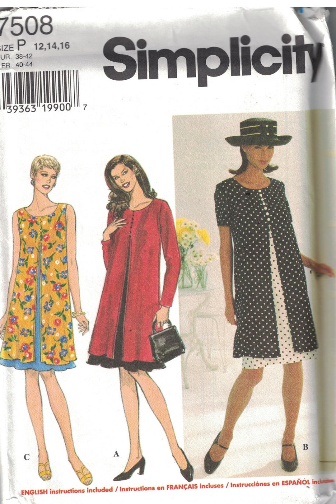 7508 Simplicity SEWING Pattern Misses Pullover Dress FF - Etsy
