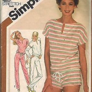 9890 Vintage Simplicity Sewing Pattern Misses Pullover Top Pull on Pants Shorts