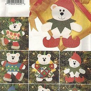 4604 UNCUT Vintage Butterick Sewing Pattern CRAFT Christmas Bear Ornaments OOP
