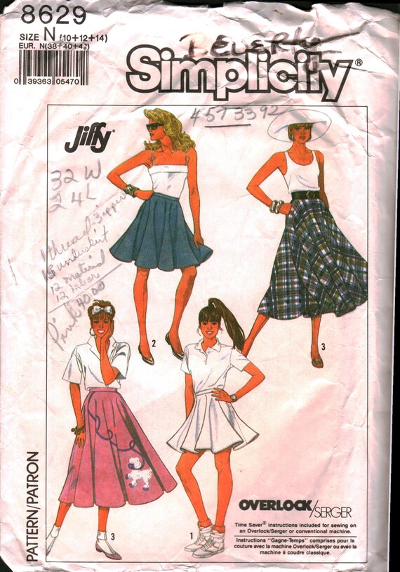 8629 Simplicity Vintage SEWING Pattern Misses' Circle Skirt OOP