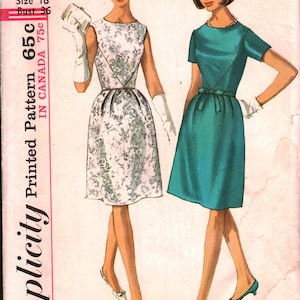 6220 Vintage Simplicity Sewing Pattern Misses 1960&#39;s One Piece Dress 16